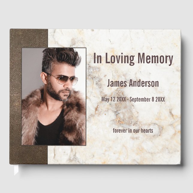 Livro De Visitas Foto Faux Leather Marble Guest Book (Frente)