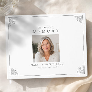 Livro De Visitas Foto Funeral Branco Em Memória Carinhosa