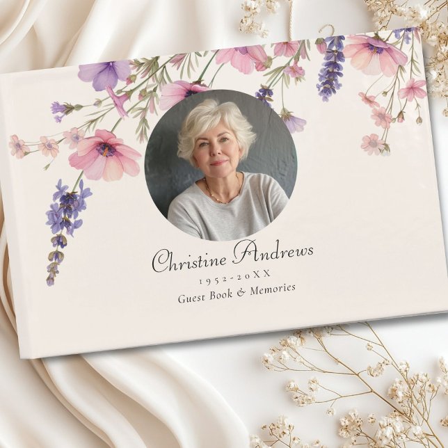 Livro De Visitas Foto: Funeral "In Loving Memory" (Photo, Wildflower "In Loving Memory" Funeral Guest Book)
