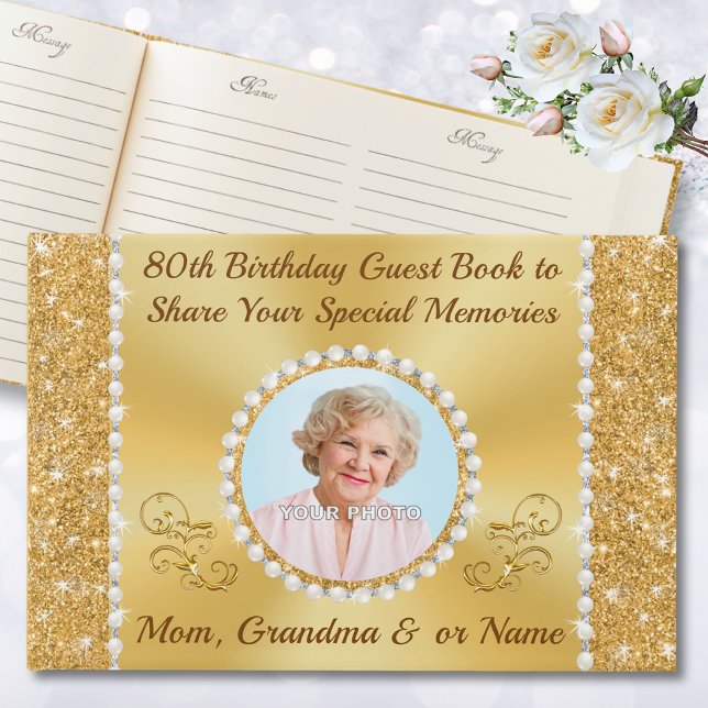 Livro De Visitas Foto impressionante, 80 Birthday Guest Book (Guest book for 80th birthday party. 80th birthday memory book ideas. 80th birthday party ideas. Mom.)