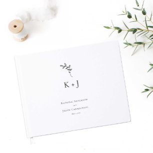 Livro De Visitas Foto Mínima de Monograma de Casamento Elegante