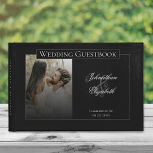 Livro De Visitas Foto moderna com Casamento de Sobreposição Preta