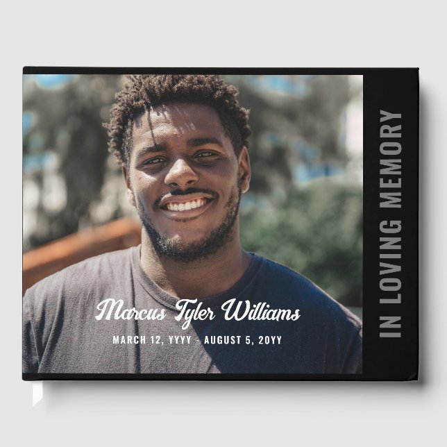Livro De Visitas Foto Negra De Cinza Moderna Em Memória Adorável (Frente)