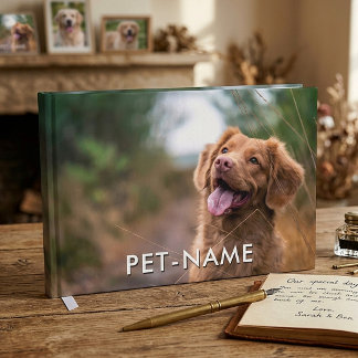 Livro De Visitas Foto Personalizada 2 Com Seu Cachorro 2 Nome na Im
