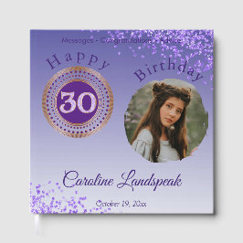 Livro De Visitas Foto Personalizada Brilho Roxo, 30º Aniversário