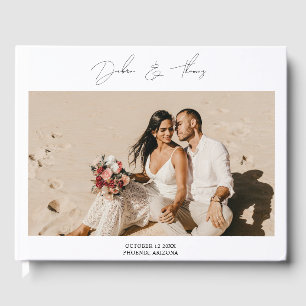 Livro De Visitas Foto personalizada de casamento minimalista modern