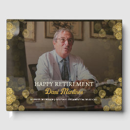 Livro De Visitas Foto Personalizada Feliz Aposentamento Dourado Con