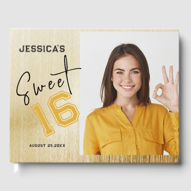 Livro De Visitas Foto personalizada simples Doce Dezesseis Aniversá (Frente)