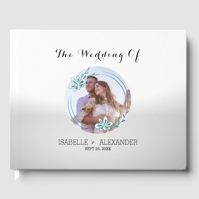Livro De Visitas Foto personalizada Turquoise Wreath (Frente)