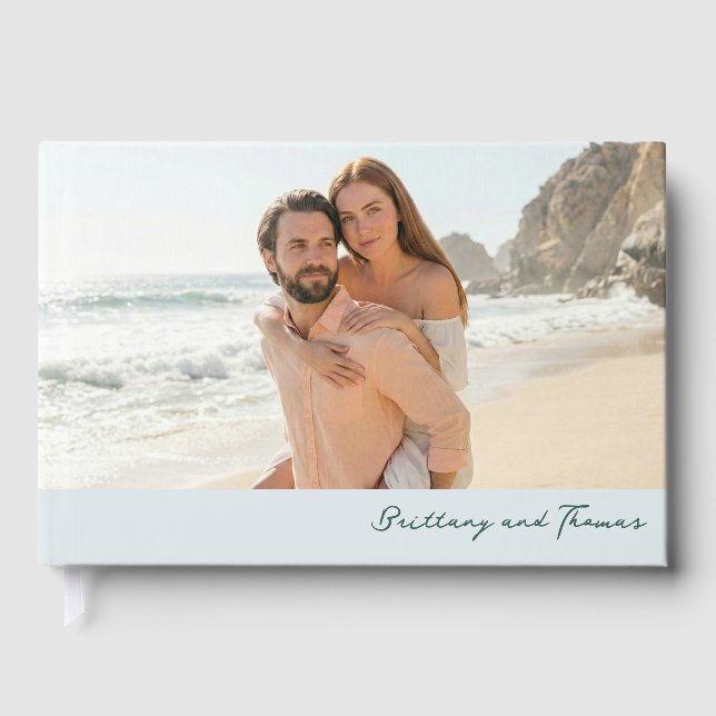 Livro De Visitas Foto Romântica de Praia em Pastel (Frente)