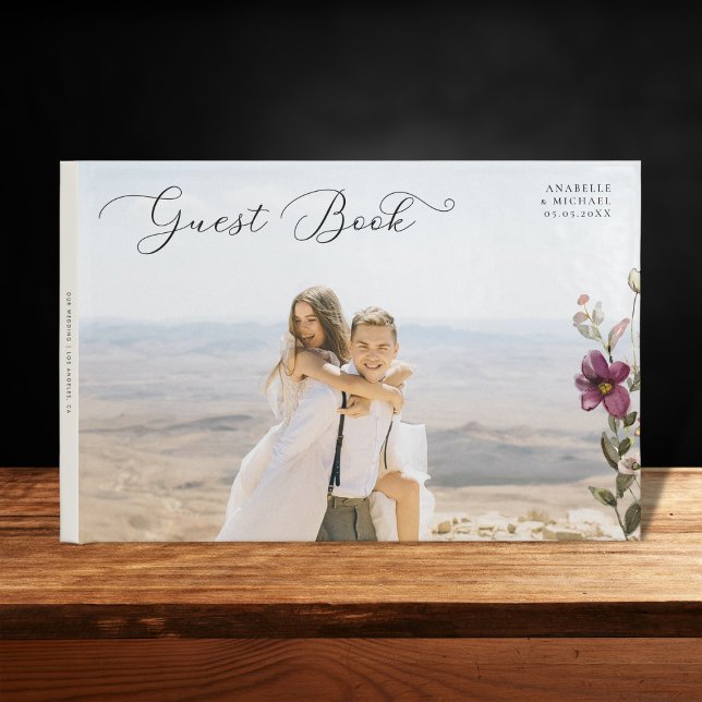 Livro De Visitas Foto Romântica de Script Foto e Flores Selvagens C (Criador carregado)