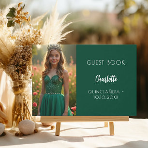 Livro De Visitas Foto verde-merald Quinceanera Guest Book