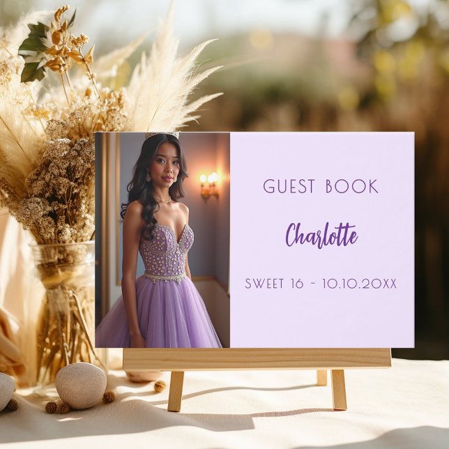 Livro De Visitas Foto violeta de lavanda Sweet 16 (Criador carregado)