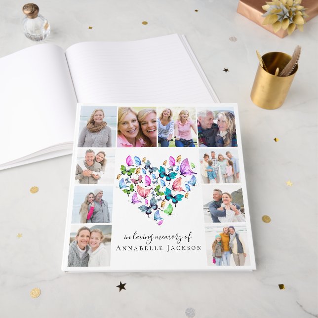 Livro De Visitas Fotos Borboletas 12x12 Memorial Funeral (Frente aberta)