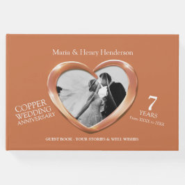 Livro De Visitas Fotos de casamento de cobre do aniversário de 7 an