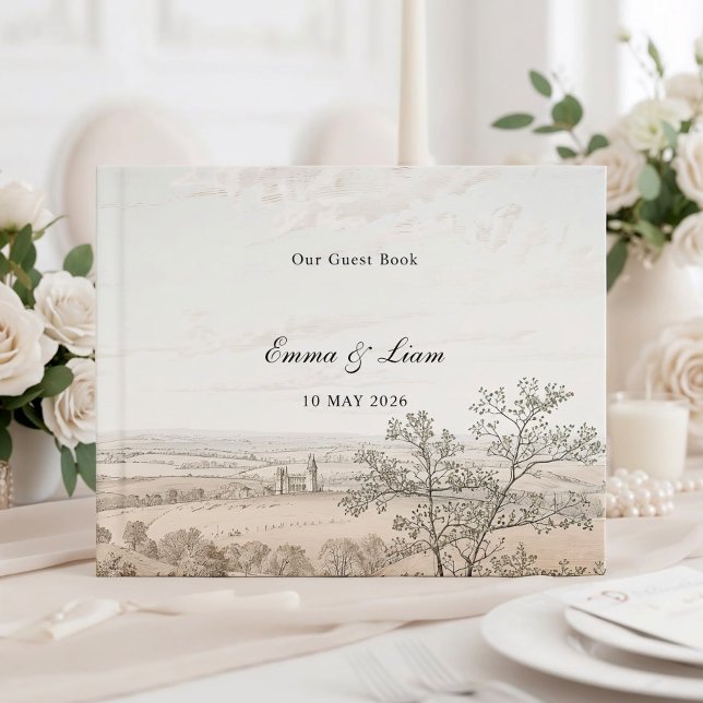 Livro De Visitas French Country Toile Wedding Guest Book (Criador carregado)