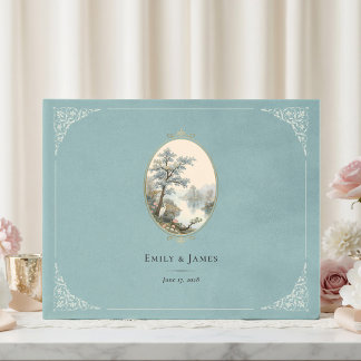 Livro De Visitas French Heron Dusty Blue Wedding