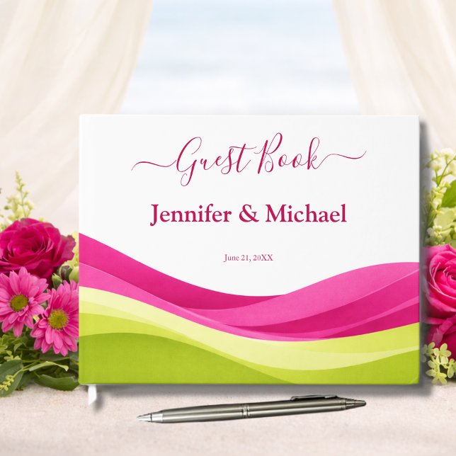 Livro De Visitas Fuchsia and Lime Green Wedding (Fuchsia and Lime Green Wedding Guest Book)