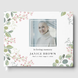 Livro De Visitas Funeral de Fotografia do Flor Rosa Botânico Elegan