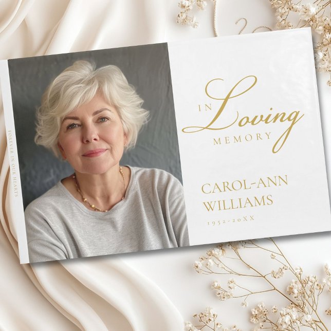 Livro De Visitas Funeral Elegante, Foto "In Loving Memory" (Elegant, Photo "In Loving Memory" Funeral Guest Book)