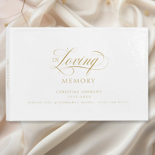Livro De Visitas Funeral Elegante, Script "In Loving Memory"