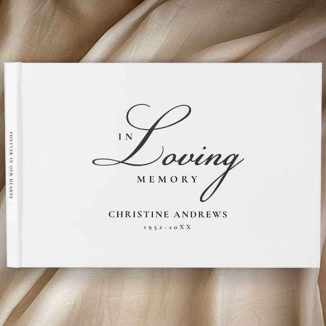 Livro De Visitas Funeral Elegante, Script "In Loving Memory" (Criador carregado)