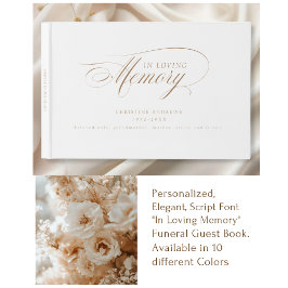 Livro De Visitas Funeral Elegante, Script "In Loving Memory"