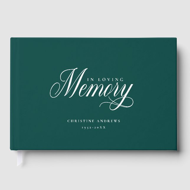 Livro De Visitas Funeral Elegante, Script "In Loving Memory" (Frente)