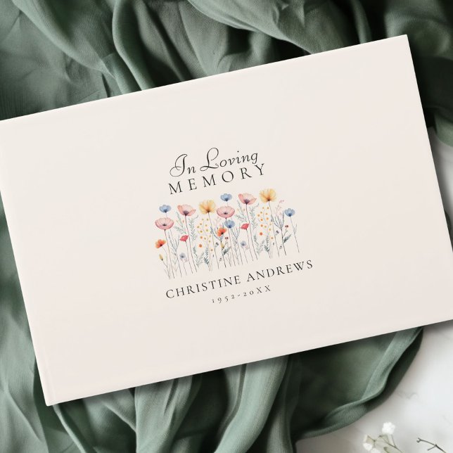 Livro De Visitas Funeral Elegante, Wildflower "In Loving Memory" (Elegant, Wildflower "In Loving Memory" Funeral Guest Book)