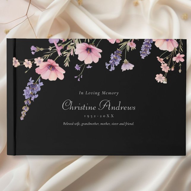Livro De Visitas Funeral "In Loving Memory" (Wildflower "In Loving Memory" Funeral Guest Book, Black, Floral)