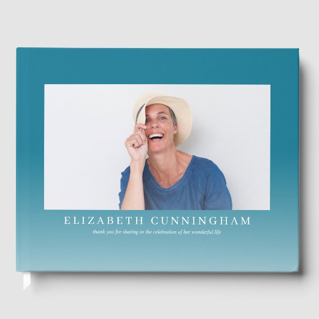 Livro De Visitas Funeral Memorial | Foto Moderna Elegante (Frente)