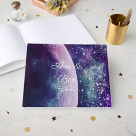 Livro De Visitas Galáxia Roxa Celestial Casamento Lua