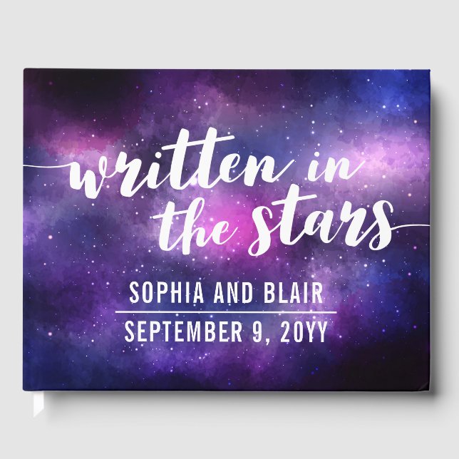 Livro De Visitas Galaxy Wedding | Escrito Nas Estrelas Personalizad (Frente)
