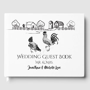 Livro De Visitas Galinhas galo, galinha   preto, casamento branco