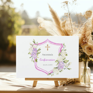 Livro De Visitas Garota de flores roxas cor-de-rosa com crista de c