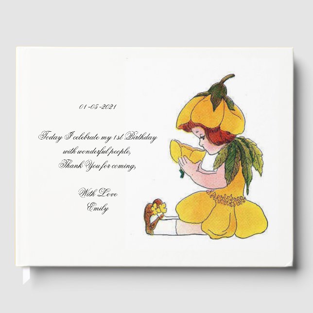 Livro De Visitas Garota-Flor de Festa-aniversário de criança (Frente)