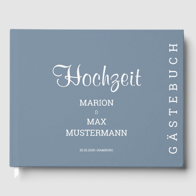 Livro De Visitas Gästebuch Hochzeit Dusty Blue 01 (Frente)