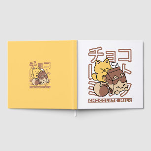 Livro De Visitas Gato Cinto Trilho Chocolate Leite Cartonagem Kawai