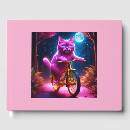 Livro De Visitas Gato Rosa Em Um Caminho Cênico De Bicicleta De Our