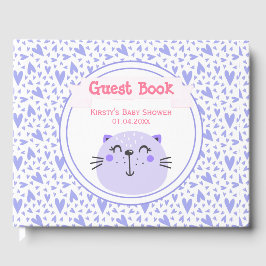Livro De Visitas Gato Roxo | Chá de fraldas Lilac Hearts