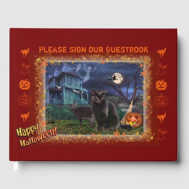 Livro De Visitas Gatos Halloween (Frente)