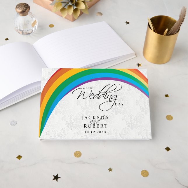 Livro De Visitas Gay Arco-Íris - Nosso Dia de Casamento - Guestbook (Frente aberta)