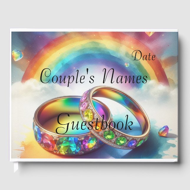 Livro De Visitas Gay Lgbtq, Rainbow Rings Guestbook (Frente)