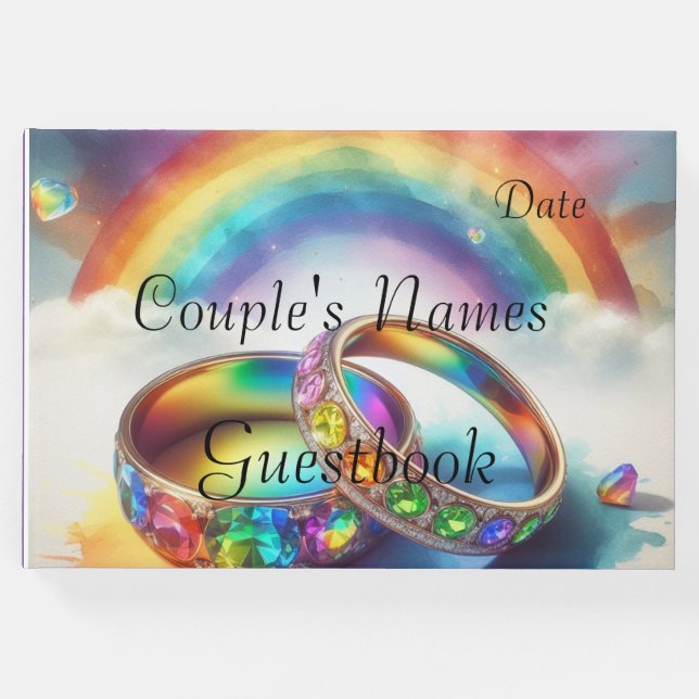 Livro De Visitas Gay Lgbtq, Rainbow Rings Guestbook (Frente)