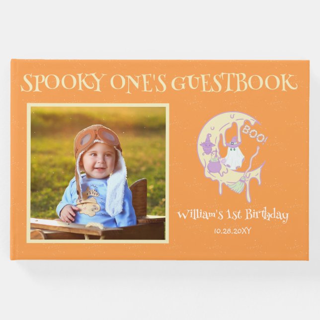Livro De Visitas Ghost Moon Spooky One Boy Halloween (Frente)