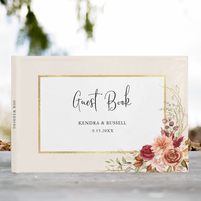 Livro De Visitas Gilded Fall Terracotta Floral (Criador carregado)
