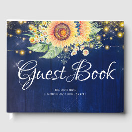 Livro De Visitas Girassóis Marinho Azul Casamento outono Russo