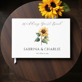 Livro De Visitas Girassol Aquarela Casamento Floral Rústico