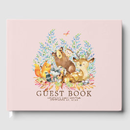 Livro De Visitas Girls Woodland Chá de fraldas Guest Book
