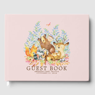 Livro De Visitas Girls Woodland Chá de fraldas Guest Book